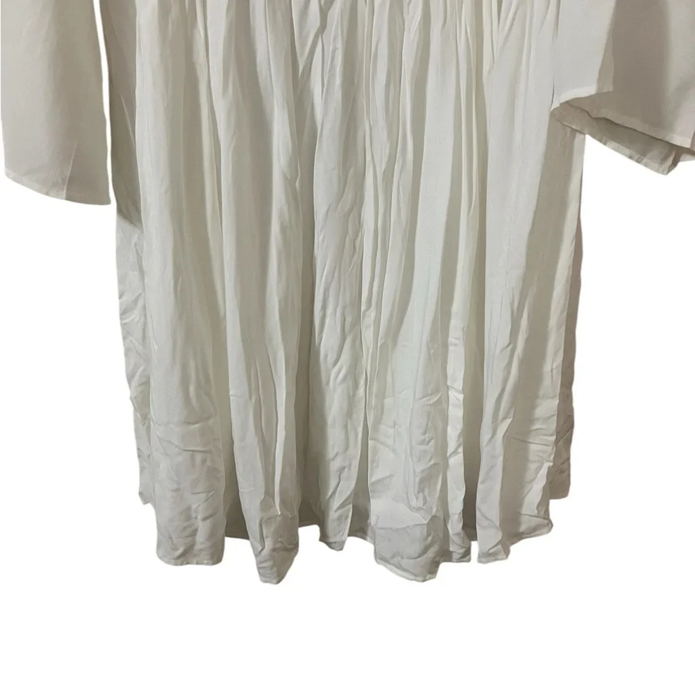 Torrid NWT ivory off the shoulder smocked long bell sleeve skater mini dress - Picture 6 of 12